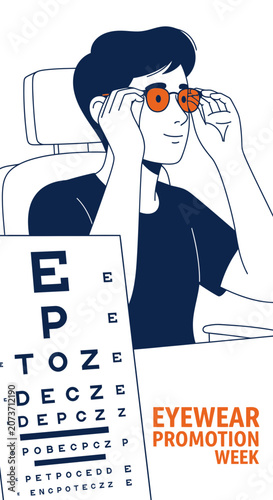 Young Person Assessing Vision, Eyewear Promotion, Eye Examination, Optometry, Spectacle Assessment