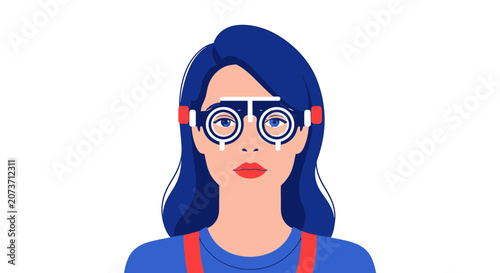 Woman Undergoing Eye Exam with Modern Equipment for Optimal Vision Clarity
