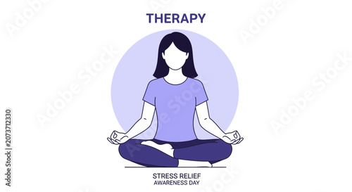 Zen Meditation Illustration Depicting Therapy and Stress Relief for Inner Peace and Wellness