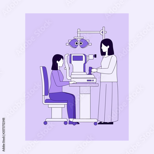 Woman Undergoing Eye Examination by Optometrist in Modern Clinic for Precise Vision Diagnosis