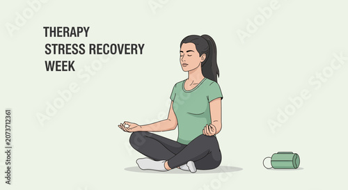 Zenful Woman Meditating, Therapy and Recovery Week, Promoting Mental Wellbeing and Relaxation