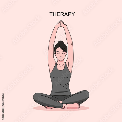 Zen-like Woman Performing Yoga Pose with Arms Raised for Holistic Wellness and Relaxation