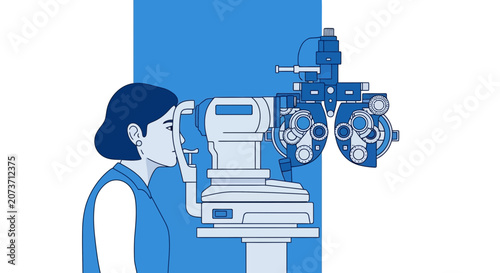 Woman Undergoing Eye Examination Using Advanced Ophthalmic Diagnostic Equipment