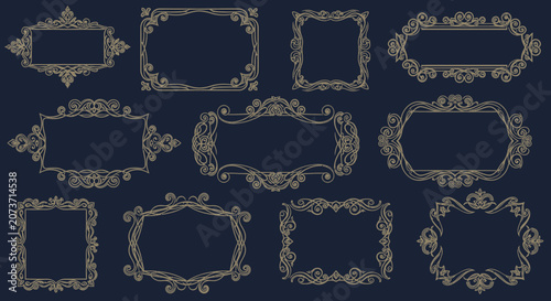 Ornate Decorative Frames Set - Vintage Scrollwork Borders, Elegant Vignettes
