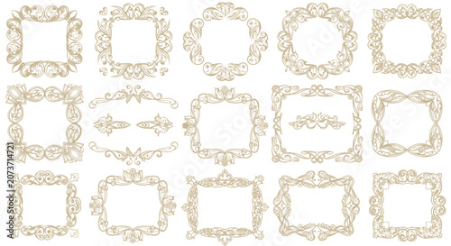 Ornate vintage decorative frames and borders, elegant filigree design elements