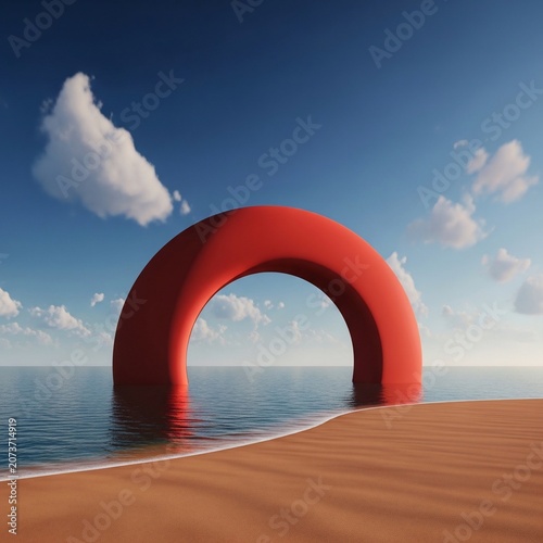 Crimson Overture: Sun-Kissed Sands Meet Azure Depths