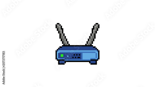 Pixel Art Router with Antennas Icon.