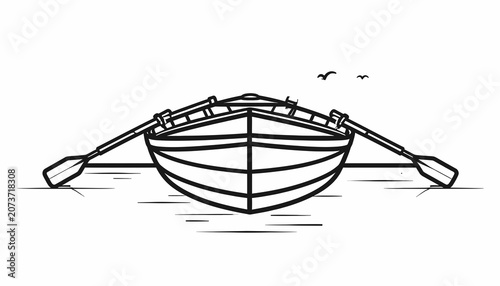 Fotografie Small wooden boat with oars.