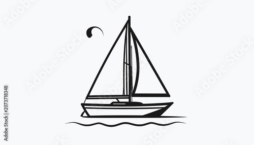 Sailing boat on the water surface.