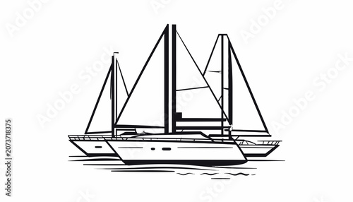 Obraz na plátne Sailing yacht boat on water.