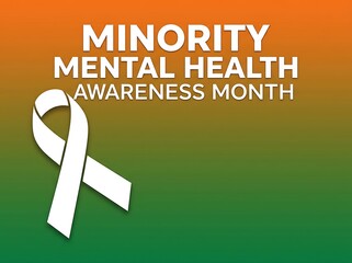 Awareness ribbon for minority mental health campaign with gradient background design concept