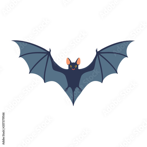 Flat illustration of a bat with spread wings