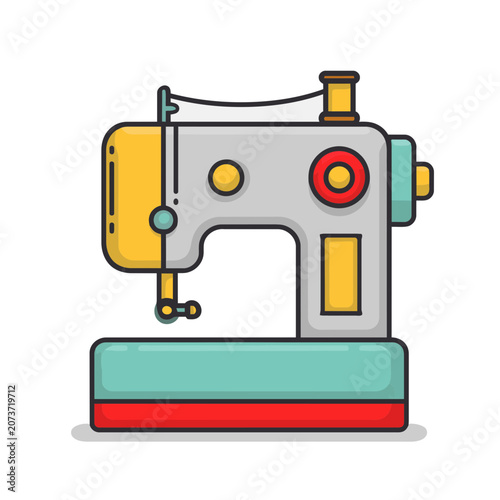 Flat vector illustration of a sewing machine