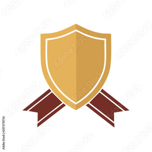 Golden Shield with Award Ribbon Vector