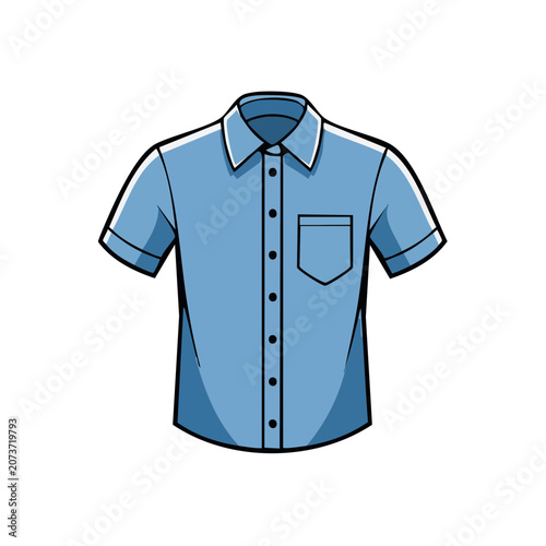 Light blue short sleeve shirt flat vector illustration
