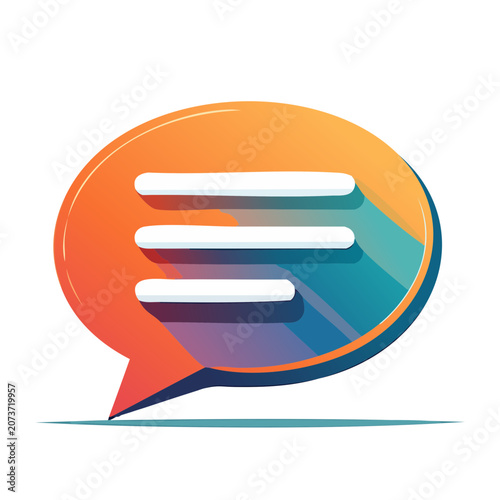 Speech bubble icon with text lines and gradient