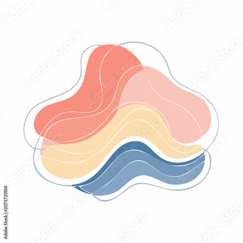 Abstract Organic Shapes with Pastel Colors and Flowing Lines