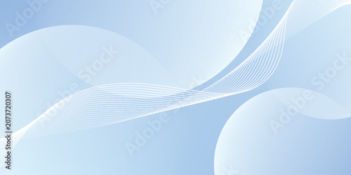 Obraz na plátně Minimalist light blue background with curved lines creates a comfortable feeling