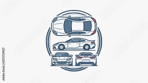 Car lineup illustration with modern vehicles.