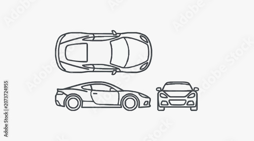 Car Lineup Side Viewport Illustration.