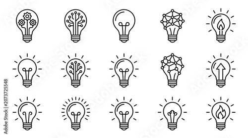Creative idea and innovation light bulb icons.
