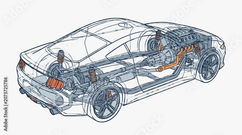 Car Interior Wiring and Engine Blueprint.