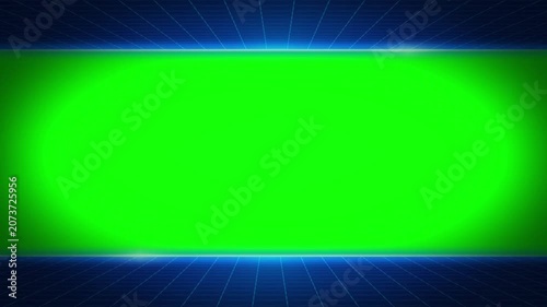 Green Screen Glowing Oval Light Frame Animation Loop with Blue Futuristic Border Background