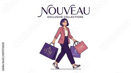 Stylish woman enjoying a shopping spree with exclusive collections.