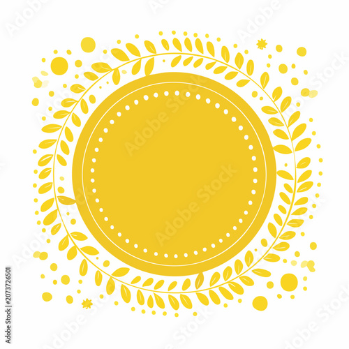 Yellow Sun and Leaves Decorative Circle Frame