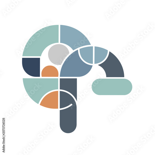 Abstract Geometric Logo with Curves and Circles