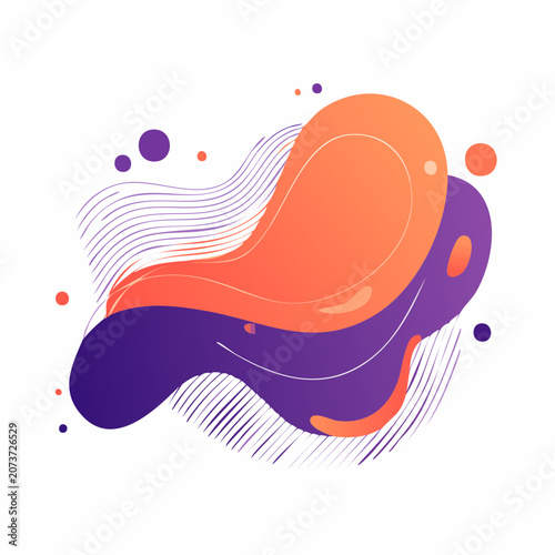 Abstract Fluid Shapes with Gradient Colors and Lines