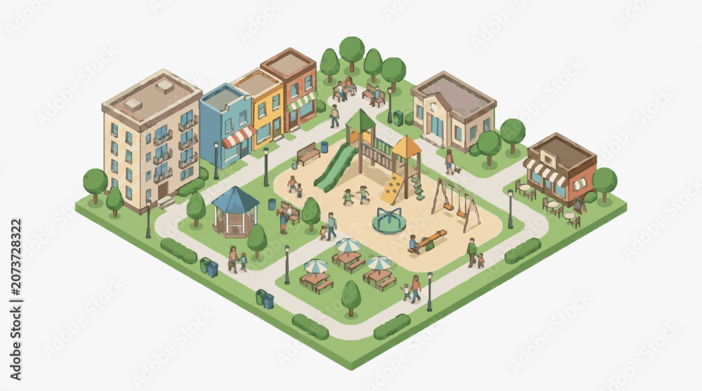 Fototapeta premium Childrens Playground in Urban Neighborhood.