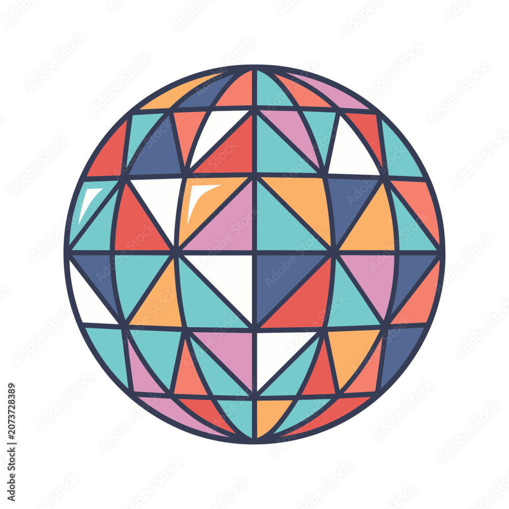 Obraz premium Colorful Geometric Globe with Triangular Grid