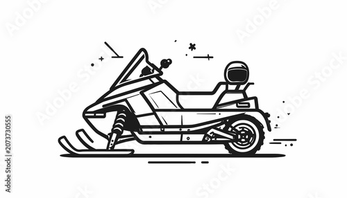 Snowmobile Vehicle Winter Recreation Transport.