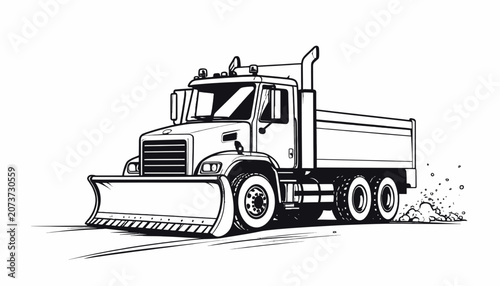 Snow Plow Truck Clearing Roadway.