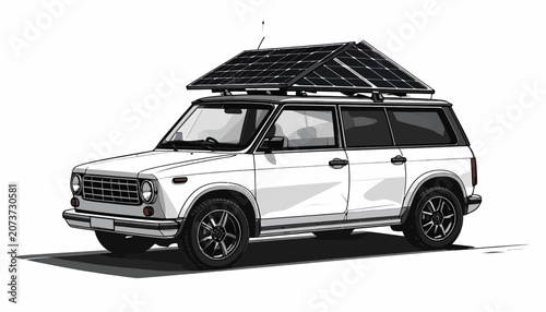 SUV car with roof rack luggage.