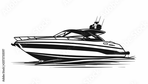 Speedboat on the water surface.