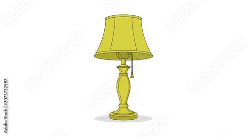 Foto Vintage Desk Lamp with Yellow Lampshade - Isolated on White Background