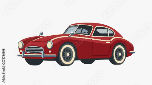 Classic Red Convertible Coupe Car.