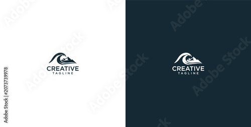 Minimalist Ocean Wave and Shark Fin Logo Design Concept Featuring Elegant Fluid Line Art for Modern Brand Identity