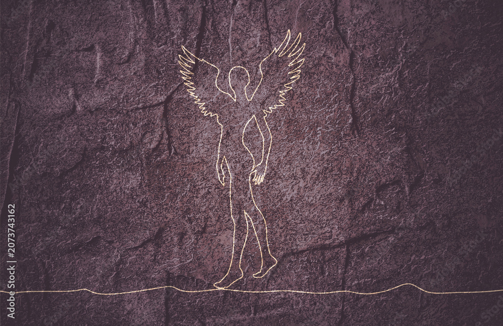 Obraz premium Fantasy woman angel with huge bird wings. Lady goddess.