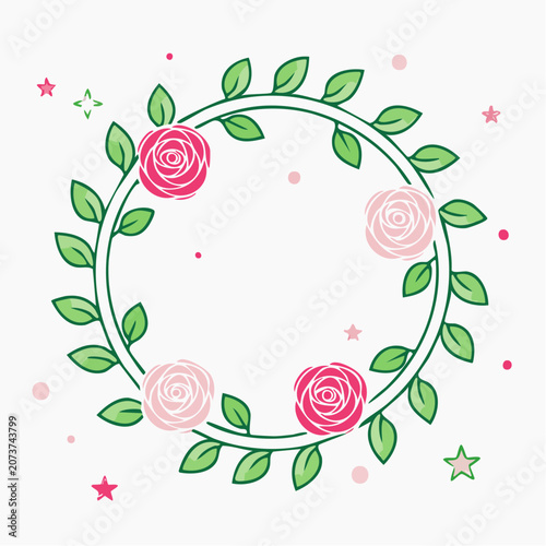 Floral Wreath with Roses and Leaves