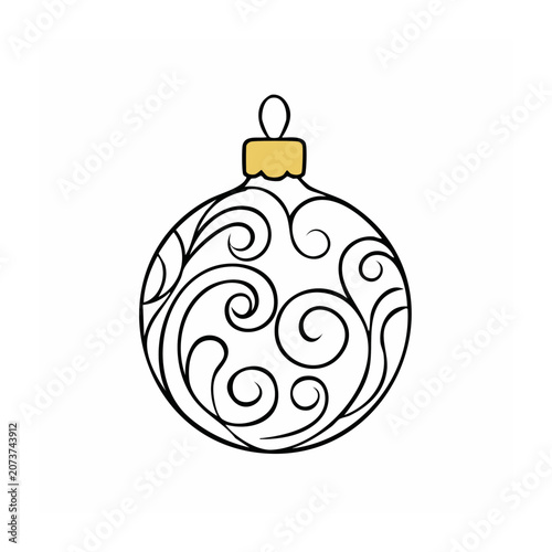Outline Christmas ornament with ornate scrollwork