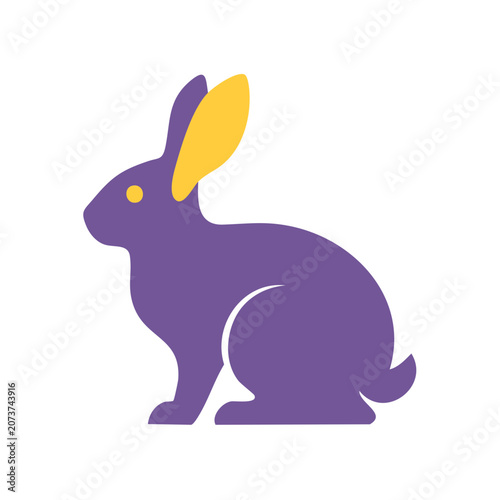 Purple Rabbit Flat Vector Illustration