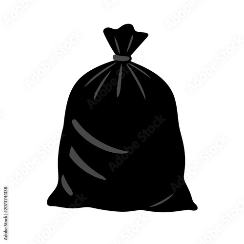 Black garbage bag icon vector