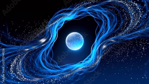 Blue glowing orb with swirling energy