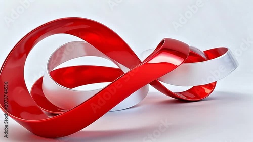 Red and white ribbon sculpture