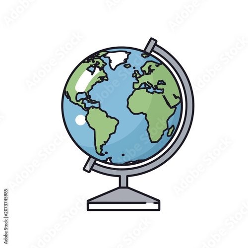 Flat illustration of a globe on a stand