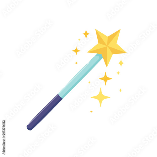 Magic wand with star and sparkles vector illustration