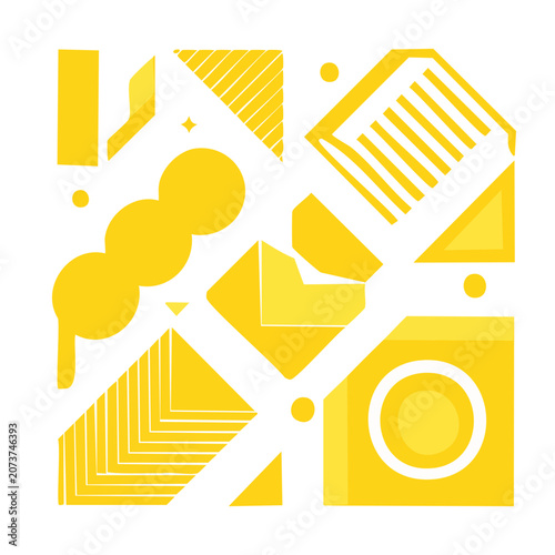 Abstract geometric shapes in yellow and white